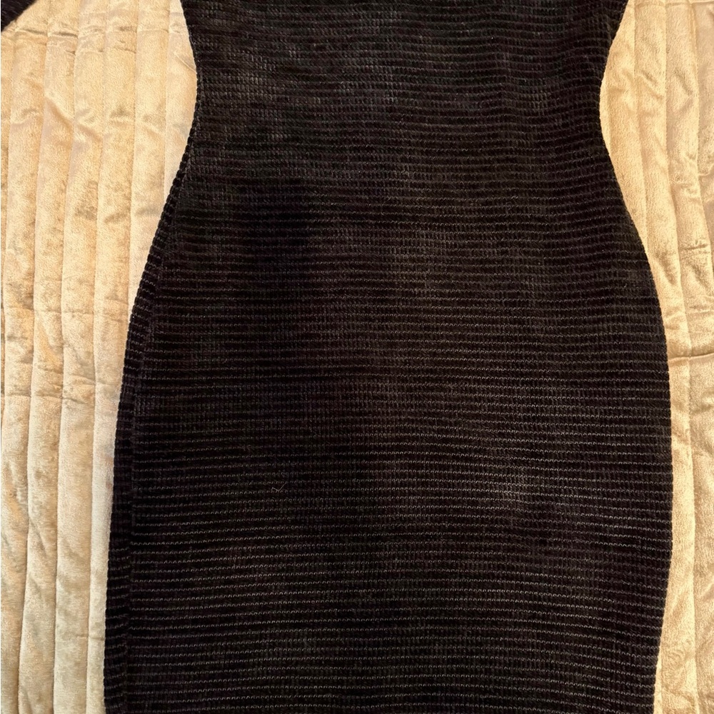 Vintage B Darlin Chic Goth Black Long Sleeve Textured Dress - Picture 6 of 13